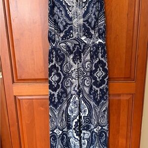 INC International Concepts Navy and White Maxi Dress